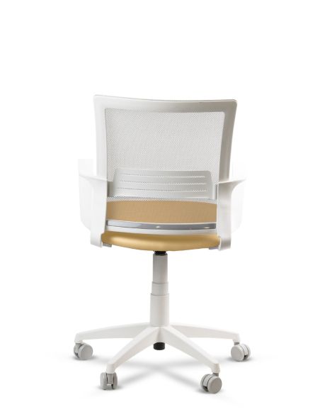 Silla Amarilla de Trabajo LINK White Neumática con Asiento Tela