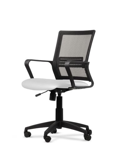 Silla Blanco de Trabajo LINK Negra Neumática con Asiento de Cuero Sintético