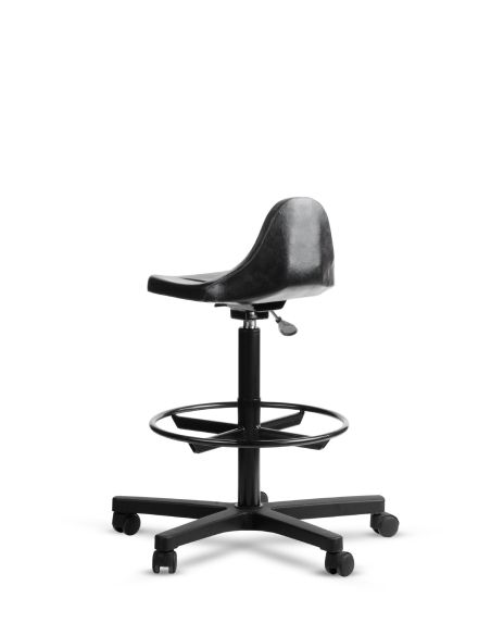 Taburete Industrial Giratorio Mole con aro apoyapies