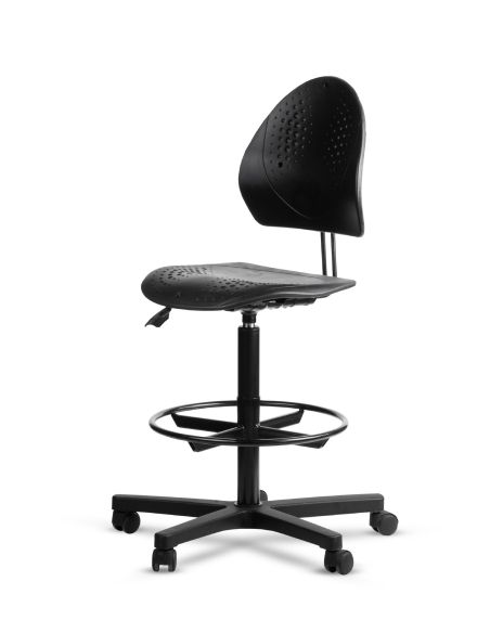Taburete Industrial Laboratorios | Silla Cajera Alta – LEAF