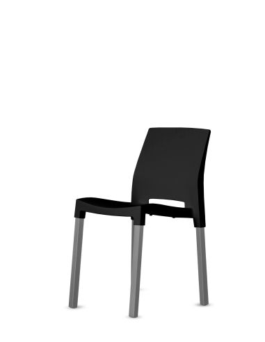 Silla Quadra Negra - Patas Grises x2