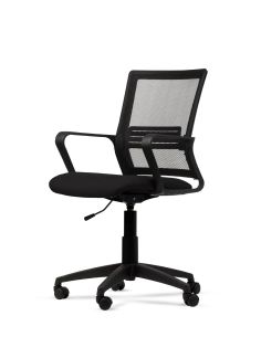 Silla Link Respaldo con Red Mesh y asiento Tapizado en Tela Negra