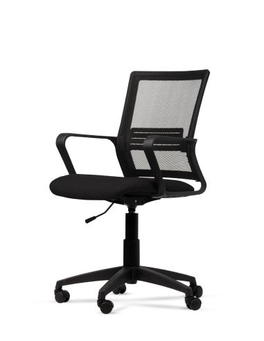 Silla Link Respaldo con Red Mesh y asiento Tapizado en Tela Negra