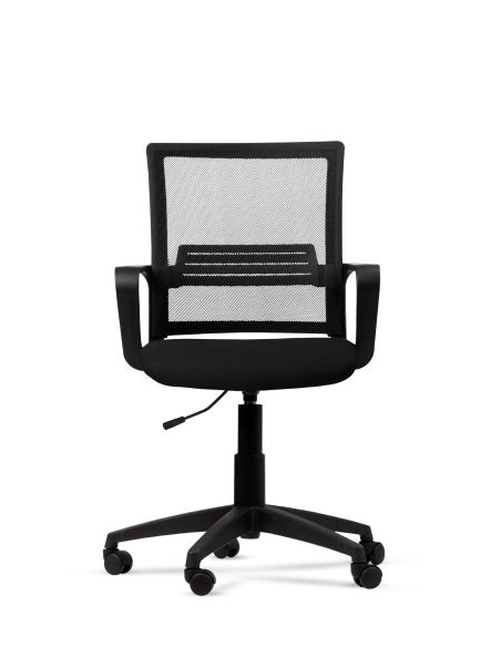 Silla Link Respaldo con Red Mesh y asiento Tapizado en Tela Negra