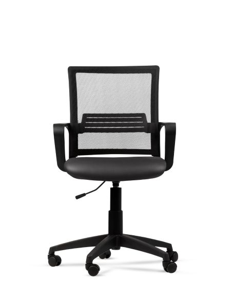 Silla de Trabajo LINK ROLIC Negra Neumática con Asiento de Cuero Sintético
