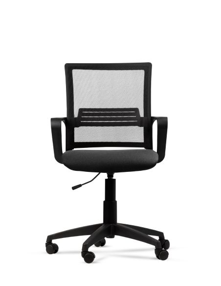 Silla Link Respaldo con Red Mesh y asiento Tapizado en Tela Negra