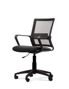Silla Link Respaldo con Red Mesh y asiento Tapizado en Tela Negra