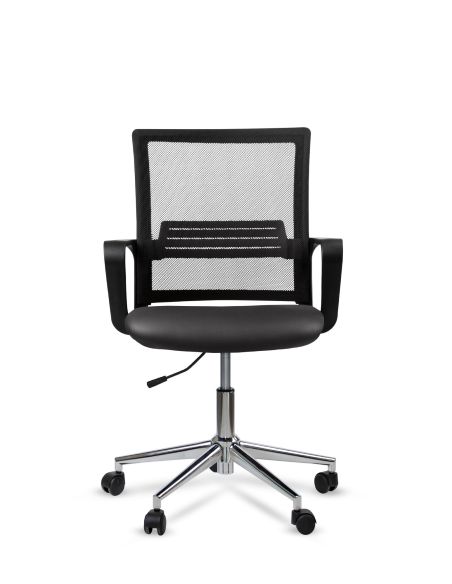 Silla de Trabajo LINK Rolic Negra Neumática con base Cromada