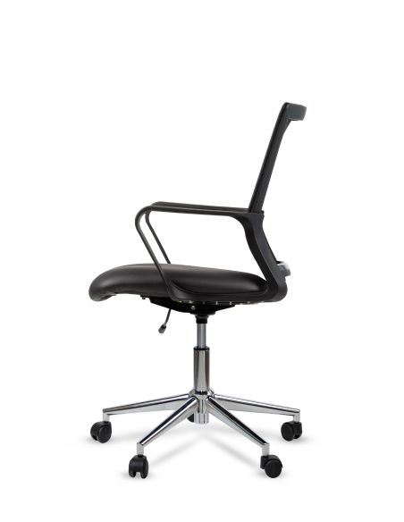Silla de Trabajo LINK Rolic Negra Neumática con base Cromada