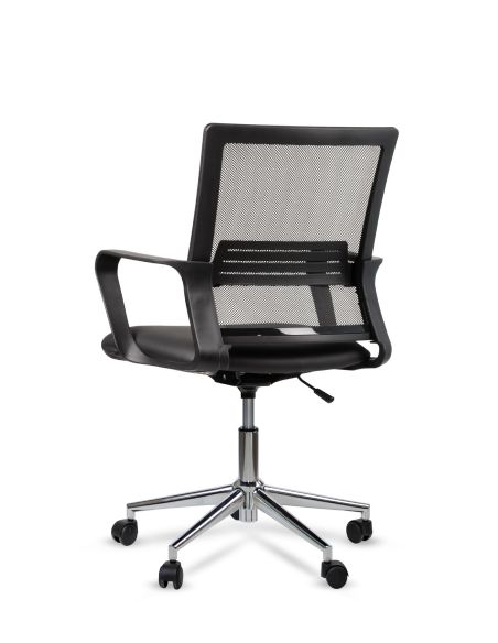Silla de Trabajo LINK Rolic Negra Neumática con base Cromada