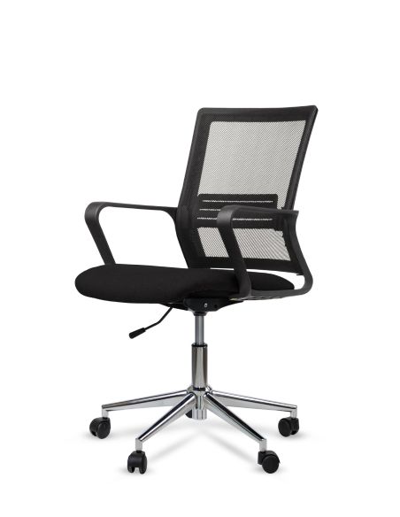 Silla de Trabajo LINK Rolic Negra Neumática con base Cromada