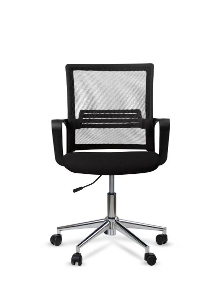 Silla de Trabajo LINK Rolic Negra Neumática con base Cromada