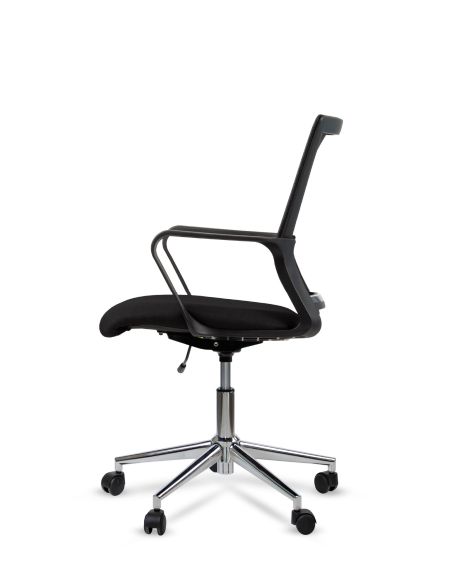 Silla de Trabajo LINK Rolic Negra Neumática con base Cromada