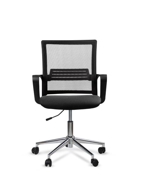 Silla de Trabajo LINK Rolic Negra Neumática con base Cromada