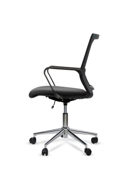 Silla de Trabajo LINK Rolic Negra Neumática con base Cromada