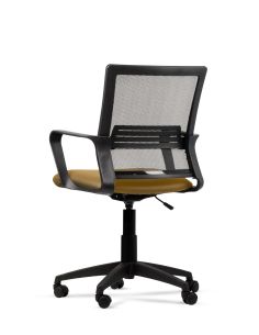 Silla Amarilla de Trabajo LINK Negra Neumática con Asiento de Cuero Sintético 2