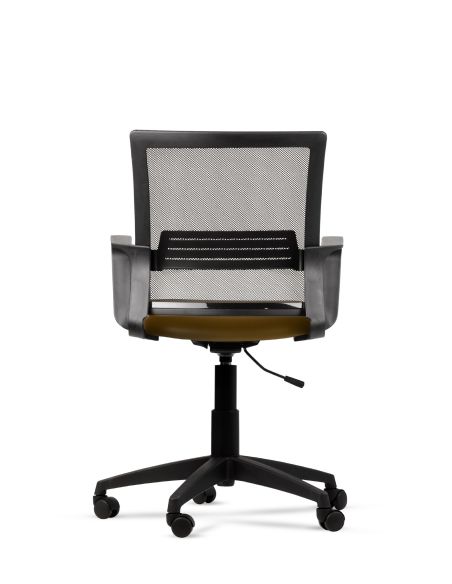 Silla Amarilla de Trabajo LINK Negra Neumática con Asiento de Cuero Sintético
