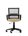 Silla Beige de Trabajo LINK Negra Neumática con Asiento de Cuero Sintético