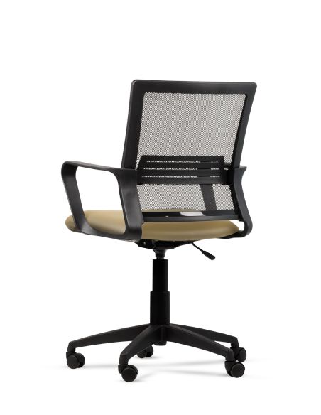 Silla Beige de Trabajo LINK Negra Neumática con Asiento de Cuero Sintético