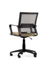 Silla Beige de Trabajo LINK Negra Neumática con Asiento de Cuero Sintético