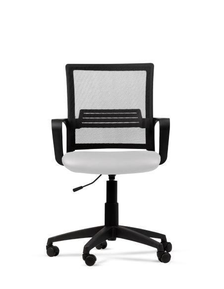 Silla Blanco de Trabajo LINK Negra Neumática con Asiento de Cuero Sintético