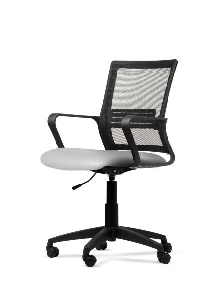 Silla Blanco de Trabajo LINK Negra Neumática con Asiento de Cuero Sintético