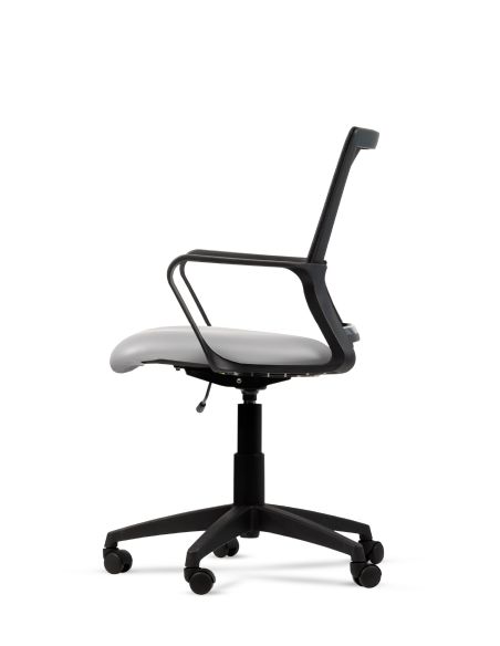 Silla Blanco de Trabajo LINK Negra Neumática con Asiento de Cuero Sintético