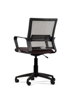 Silla Bordó de Trabajo LINK Negra Neumática con Asiento de Cuero Sintético 2