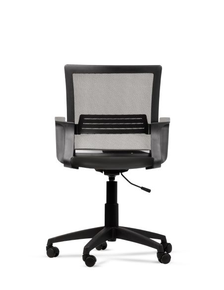 Silla Gris de Trabajo LINK Negra Neumática con Asiento de Cuero Sintético