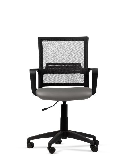 Silla Gris de Trabajo LINK Negra Neumática con Asiento de Cuero Sintético