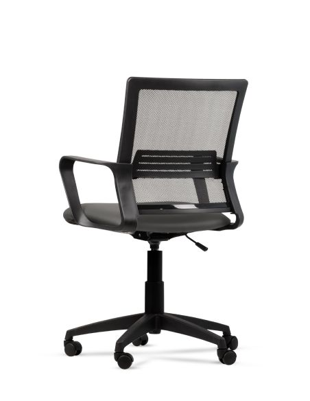 Silla Gris de Trabajo LINK Negra Neumática con Asiento de Cuero Sintético