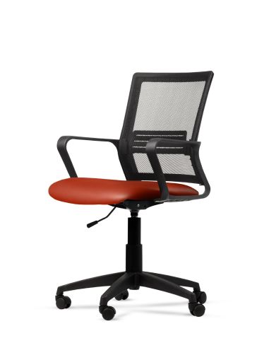 Silla Neranja de Trabajo LINK Negra Neumática con Asiento de Cuero Sintético