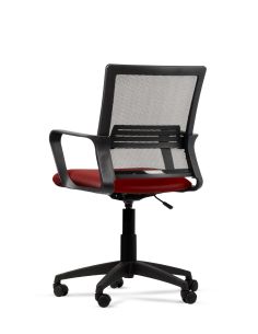 Silla Roja de Trabajo LINK Negra Neumática con Asiento de Cuero Sintético 2