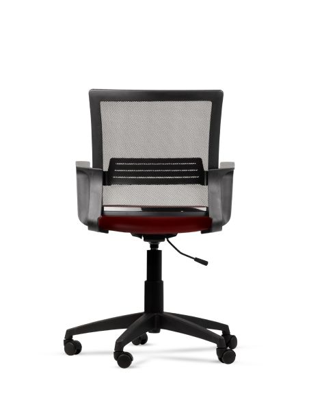 Silla Roja de Trabajo LINK Negra Neumática con Asiento de Cuero Sintético