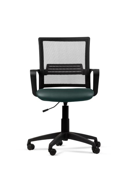 Silla Verde de Trabajo LINK Negra Neumática con Asiento de Tela