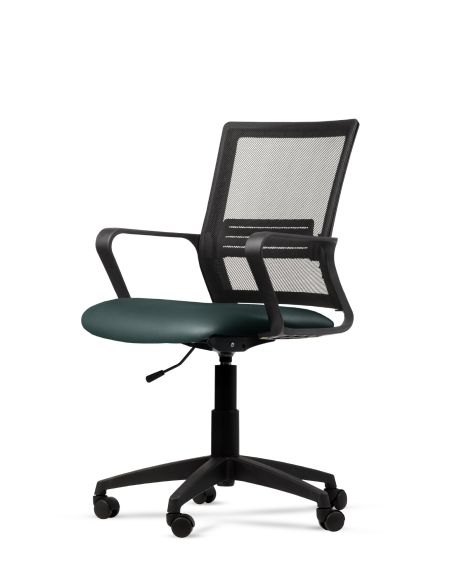 Silla Verde de Trabajo LINK Negra Neumática con Asiento de Tela