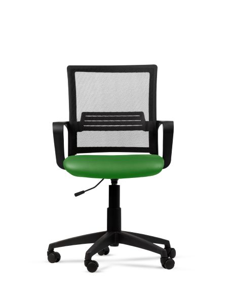 Silla Verde Fosco de Trabajo LINK Negra Neumática con Asiento de Tela