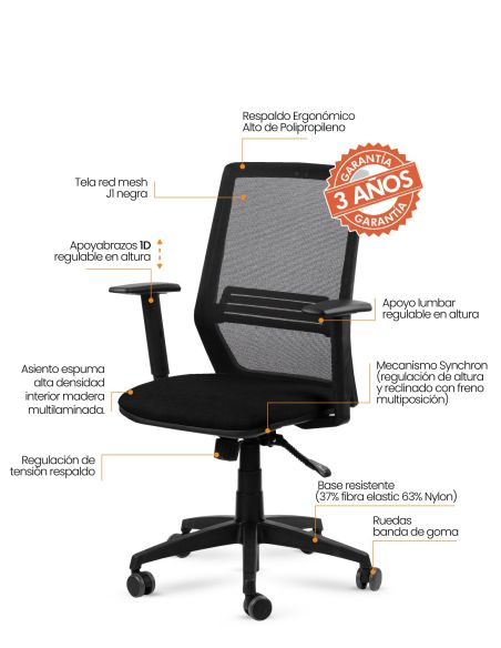 Silla Grou Negra Ergonomica Ejecutiva Oficina Home Office