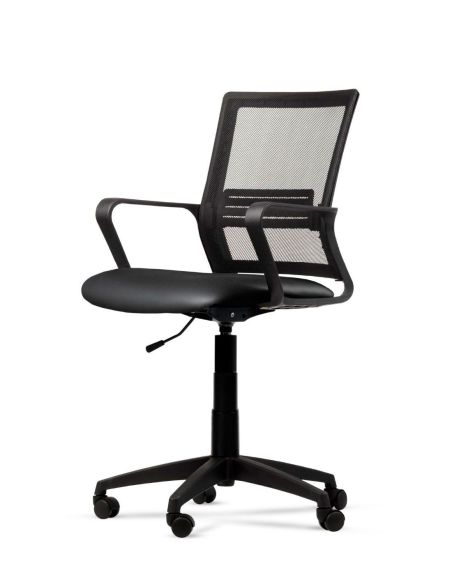 Silla de Trabajo LINK ROLIC Negra Neumática con Asiento de Cuero Sintético