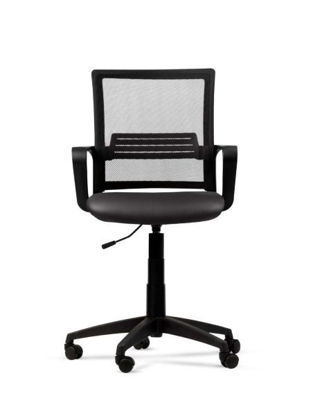 Silla de Trabajo LINK ROLIC Negra Neumática con Asiento de Cuero Sintético