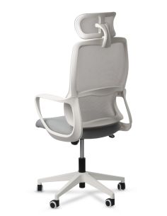 Silla Blanca Moderna de Escritorio Basculante con Apoyacabeza Baffi 2
