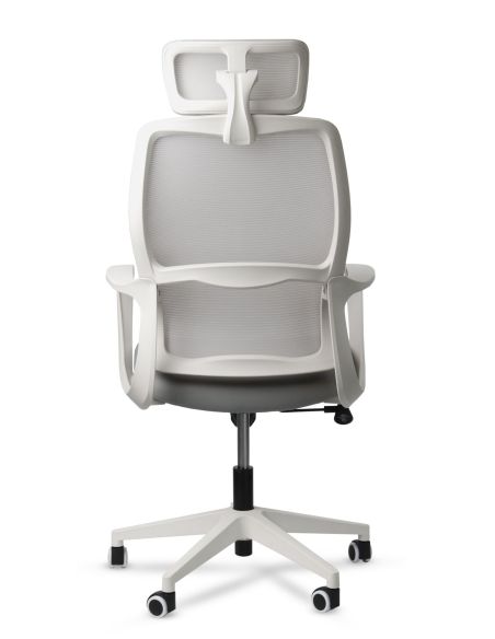 Silla Blanca Moderna de Escritorio Basculante con Apoyacabeza Baffi