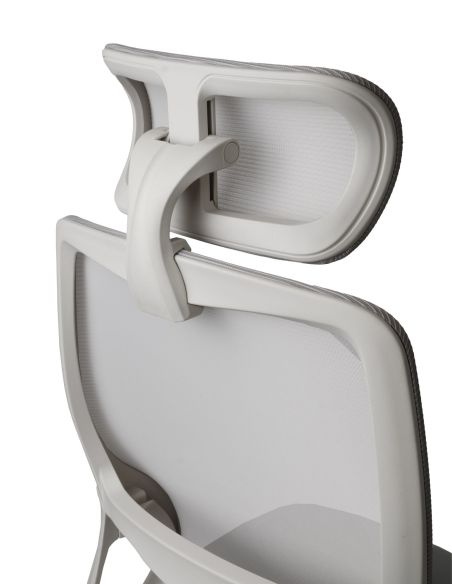 Silla Blanca Moderna de Escritorio Basculante con Apoyacabeza Baffi