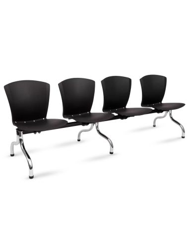 Silla Tandem Recepción 4 sillas / personas con patas cromadas