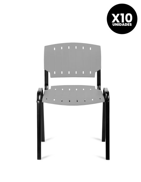 Silla Gris Pastica Prima Rolic Máxima Resistencia - Garantía - Apilables