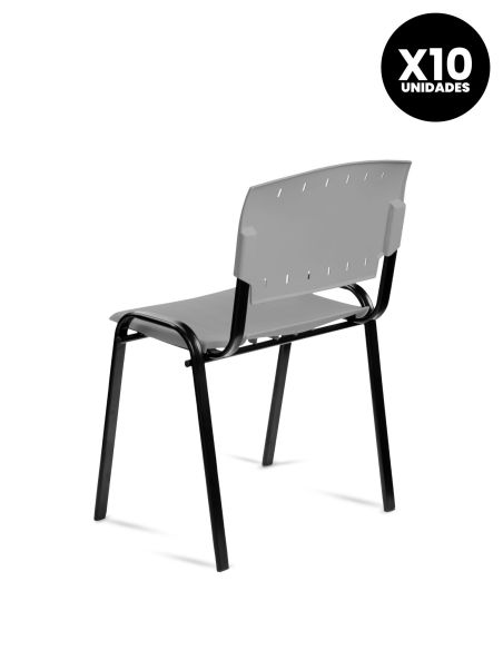 Silla Gris Pastica Prima Rolic Máxima Resistencia - Garantía - Apilables