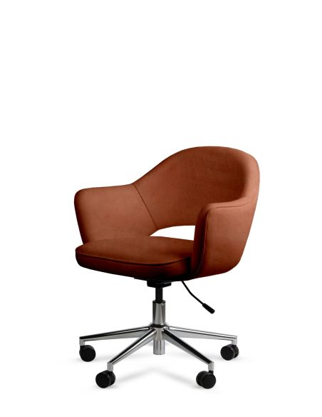 Sillón Saarinen Marrón Giratorio Tapizado - Sillón de Oficina