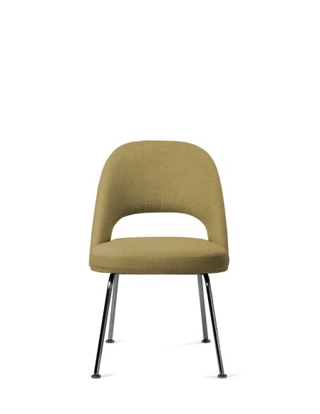 Silla Saarinen Tapizada Verde con Patas Cromadas