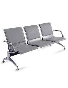 Silla Tandem 3 cuerpos Cromado Tapizado Metálico