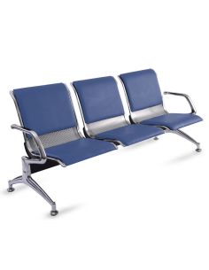 Silla Tandem 3 cuerpos Cromado Tapizado Metálico